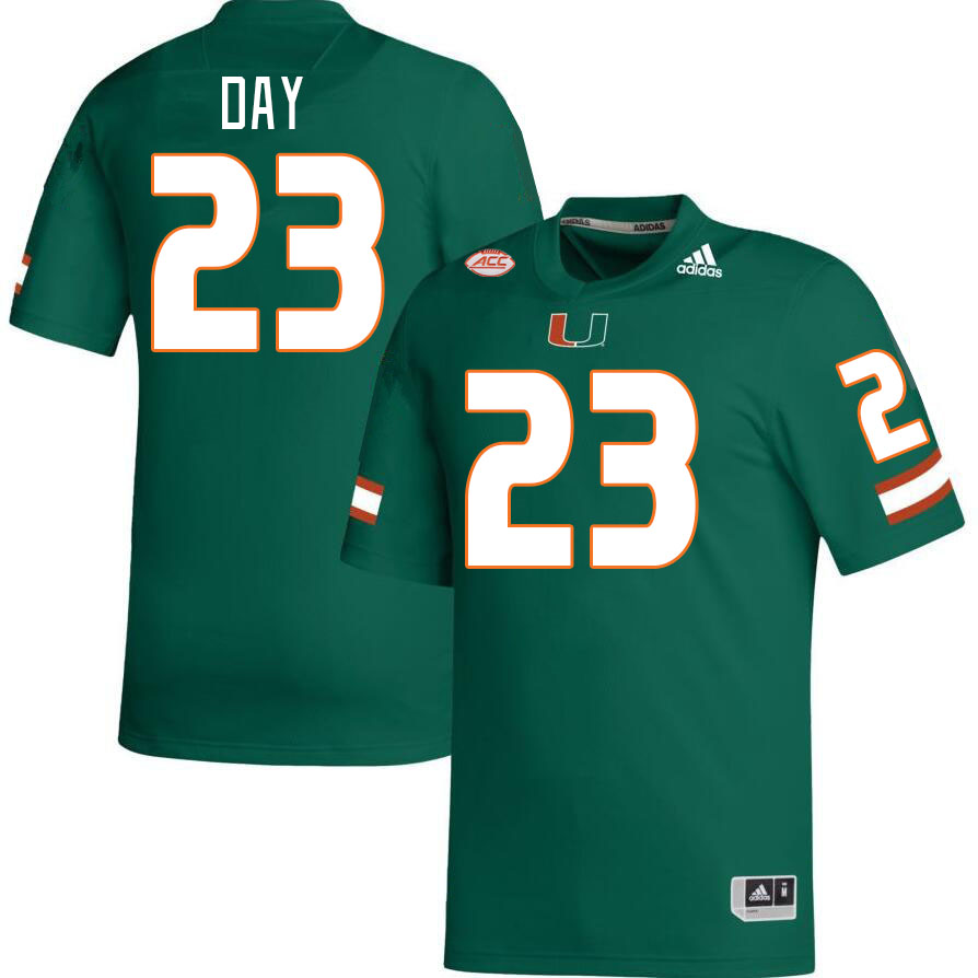 Men #23 Dylan Day Miami Hurricanes College Football Jerseys Stitched-Green